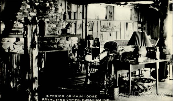 Interior Of Main Lodge, Royal Pine Camps Burnham Maine