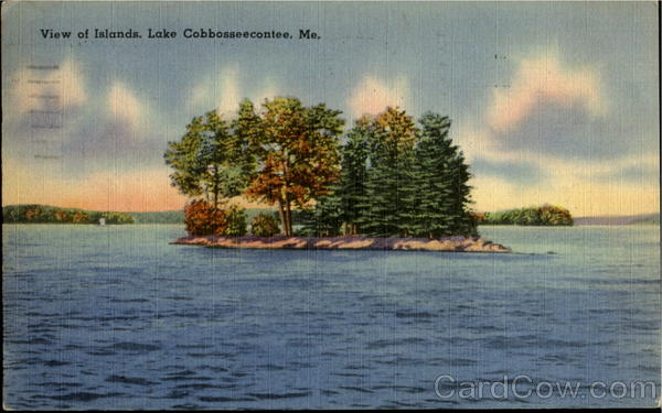 View Of Islands Lake Cobbosseecontee Maine