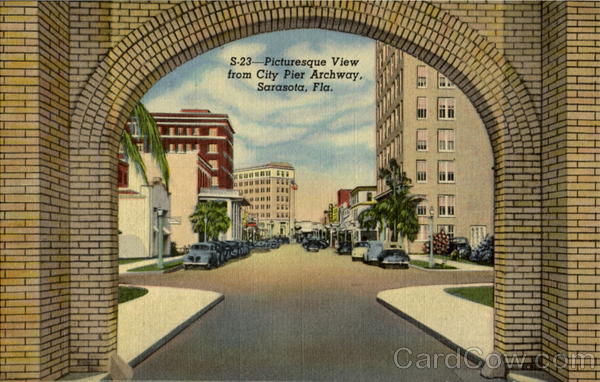 Picturesque View From City Pier Archway Sarasota Florida