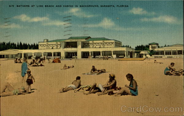 Bathers At Lido Beach And Casino In Background Sarasota Florida