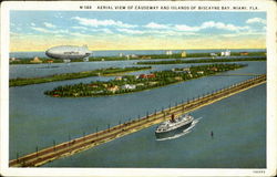 Aerial Vie Of Causeway And Islands Of Biscayne Bay Postcard