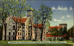 Horology Bldg And Bradley Hall, Bradley Polytechnic Institute Peoria, IL Postcard Postcard