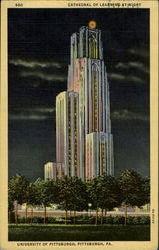 Cathedral Of Learning At Night, University Of Pittsburgh Postcard