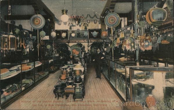 Interior of Canton Bazaar, The First Large Store Re-Opening After the Fire in New Chinatown San Francisco