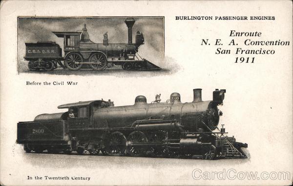Burlington Passenger Engines - Enroute NEA Convention San Francisco 1911 California