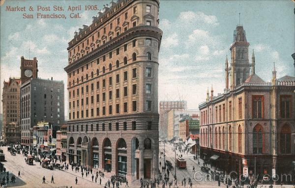 Market and Post Sts. April 1905 San Francisco California
