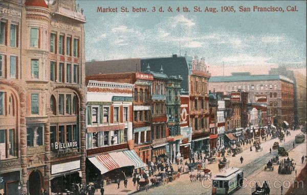 Market St. betw. 3 d. & 4 th. St. Aug. 1905 San Francisco California