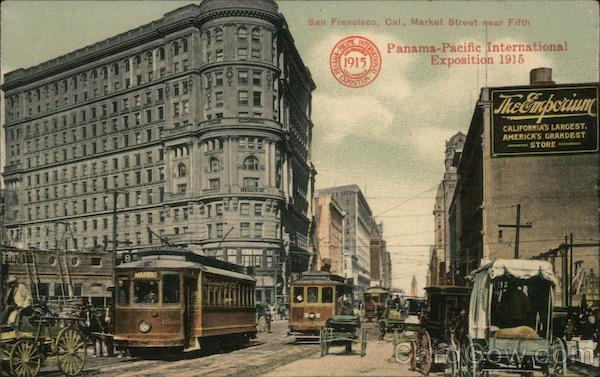 Panama-Pacific International Exposition 1915. Market Street near Fifth San Francisco California