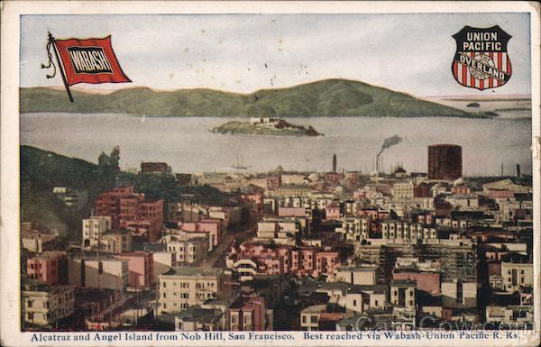 Alcatraz and Angel Island from Nob Hill San Francisco California