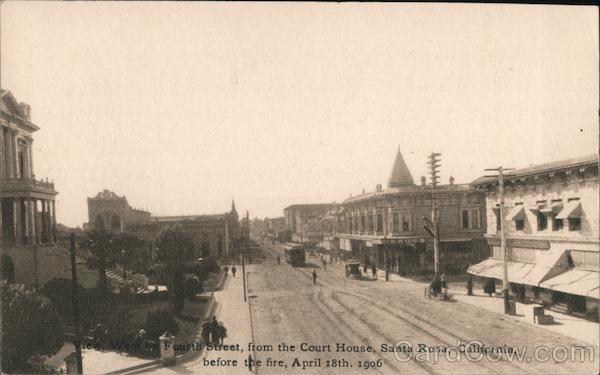 View West on Fourth Street, From the Court House Santa Rosa California