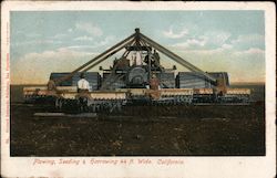 Plowing, Seeding & harrowing 44 ft. Wide. California Farming Postcard Postcard Postcard