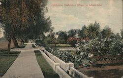 California residence street in Wintertime Postcard