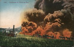 California Oil Wells on Fire Postcard