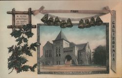 Public Library A Merrie Christmas and Happy New Year Postcard