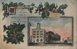 Santa Rosa Bank With Wishes For a Merry Christmas and Happy New Year Postcard