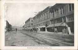 Fourth Street - Looking up 4th St. near A St. Santa Rosa, CA Postcard Postcard Postcard