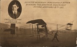 Aviator Wiseman Immediately After Winning The Amateur Endurance Record, January 18th, 1911. Postcard