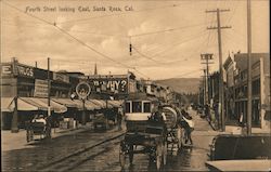 Fourth Street Looking East Santa Rosa, CA Postcard Postcard Postcard