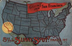See That Sunny Spot? That's It! (Map of USA Highlighting Southern California) Postcard
