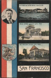 Cliff House and Sutro Baths From Ocean, Music Stand, Golden Gate Park, Art Museum, Golden Gate Park Postcard