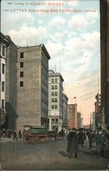 Looking Up Kearny Street neat Lotta's Fountain Postcard