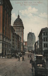 Looking up Third Street From Mission Postcard