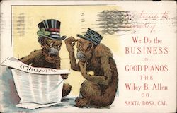 We Do the Business in Good Piano The Wiley B. Allen Co. Santa Rosa, CA Postcard Postcard Postcard