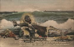A tow-haired Mermaid, Monterey Beach Postcard
