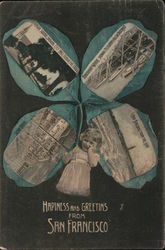 Jefferson Square Showing City Hall Through the Trees, Fisherman's Wharf Showing Telegraph Hill in Distance Postcard