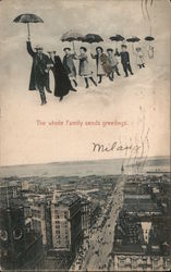 The Whole Family Sends Greetings Umbrellas Postcard