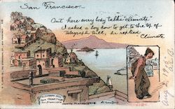 Telegraph Hill from China Town, Showing Alcatraz Island Postcard