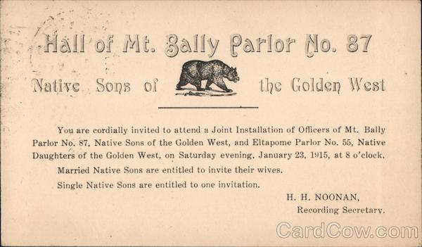 Hall of Mt. Bally Parlor #87 Weaverville California