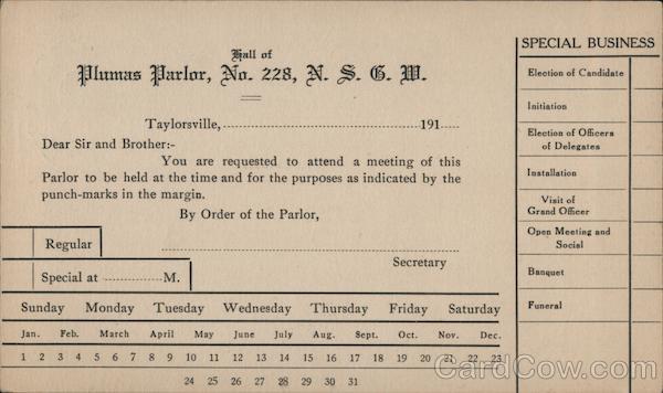 Hall of Plumas Parlor, No. 228, N.S.G.W. Taylorsville California