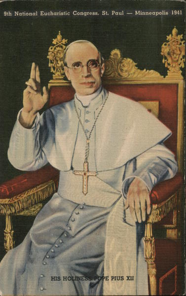 Portrait of Pope Pius XII at the 9th National Eucharistic Congress in 1941