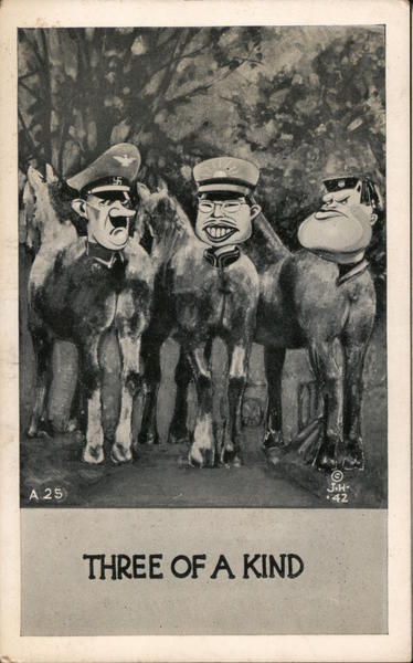 Three of a Kind - Three Dictators on Horses WWII Propaganda