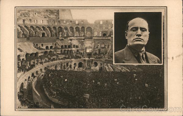 In the Coliseum: il Duce reviewing the flower of Italian youth