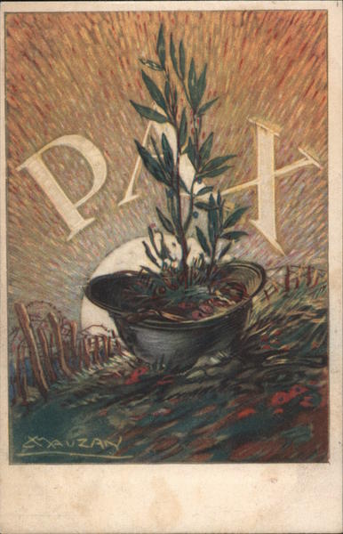 PAX A Plant Inside a Military Helmet World War I