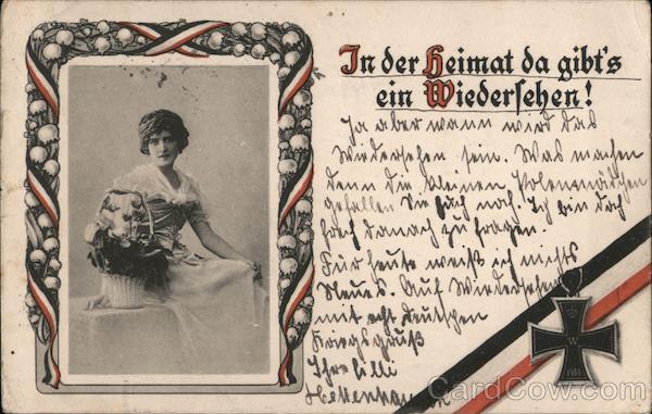 Iron Cross A Woman Sitting and Holding a Basket of Flowers Germany