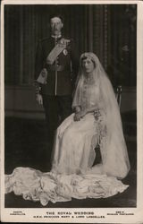 Wedding picture of Princess Mary & Lord Lascelles. Royalty Postcard Postcard Postcard