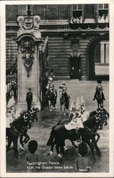 Buckingham Palace. H.M. the Queen takes Salute. Royalty Postcard Postcard Postcard