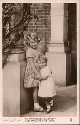 The Princesses Elizabeth and Margaret of York-Two sisters standing outside a building Postcard
