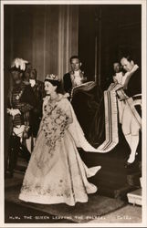 H.M. The Queen Leaving the Palace Postcard