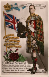 H.M. King George VI. God Save the King! Long May He Reign! Royalty Postcard Postcard Postcard