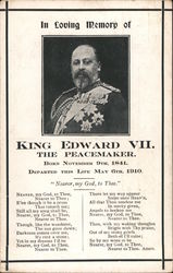Portrait of King Edward VII, with the words to "Nearer, my God, to Thee." Postcard
