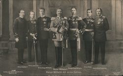 Kaiser Wilhelm II and His Six Sons-In-Law Postcard