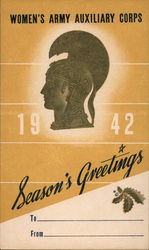1942 U.S. Women's Army Auxiliary Corp Holiday Greeting WAC Postcard