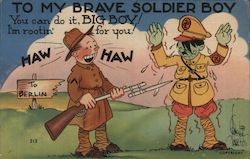 To My Brave Solider Boy Hitler Being Held at Gun Point Postcard