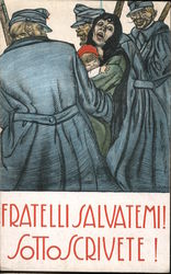 Fratelli Salvatemi! Sottoscrivete! Propaganda Postcard Postcard Postcard