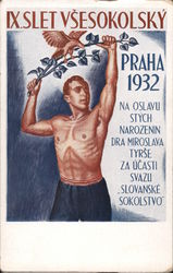 1932 Sokol IX A Man Holding an Olive Branch and an Eagle Postcard