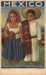 Mexico - Girl and Boy in Ethnic Clothing Postcard
